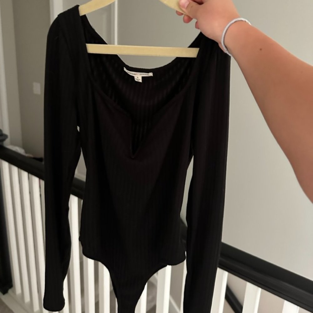 black "V neck" bodysuit